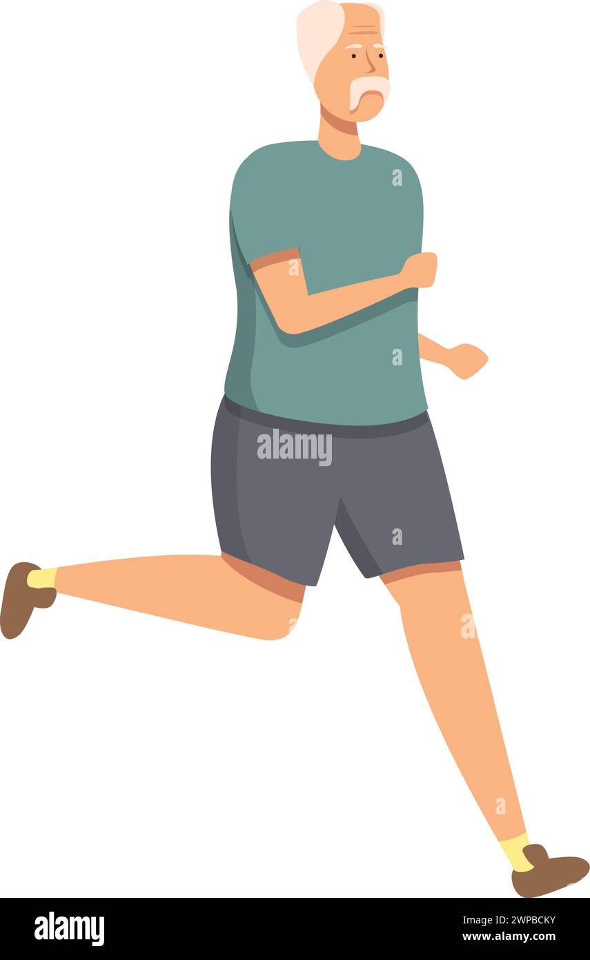 Senior man running icon cartoon vector. Outdoor workout. Senior nature jogging Stock Vector