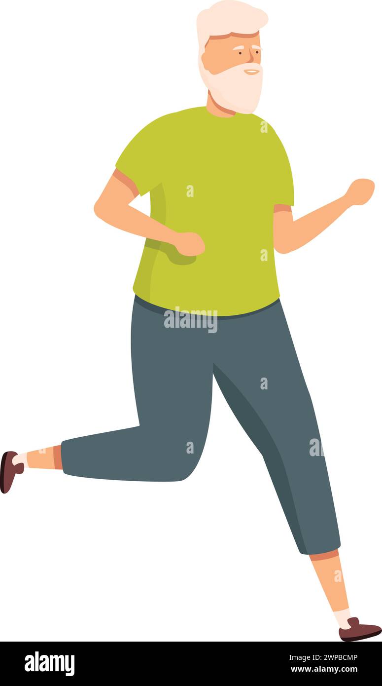 Sport nature run icon cartoon vector. Healthy elder person. Citizen care Stock Vector