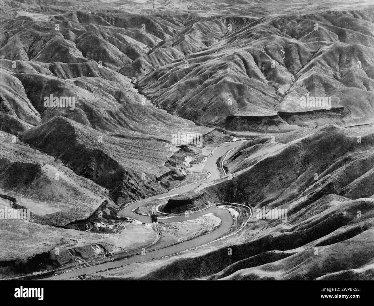 Aerial view - Idaho - Boise through Boise River - Boise River below Arrow Rock, 1925 Stock Photo