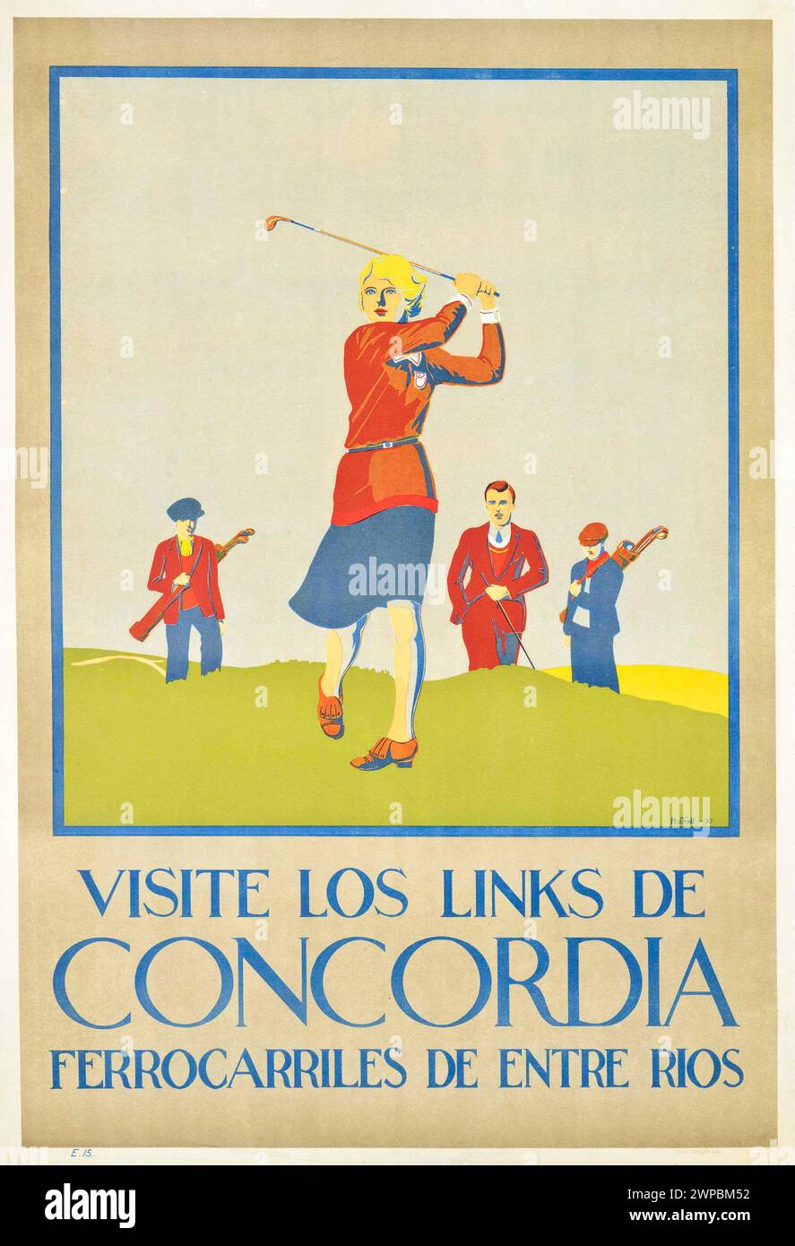 Vintage Travel Sports Poster,  Golf at Concordai Argentina 1930 Stock Photo