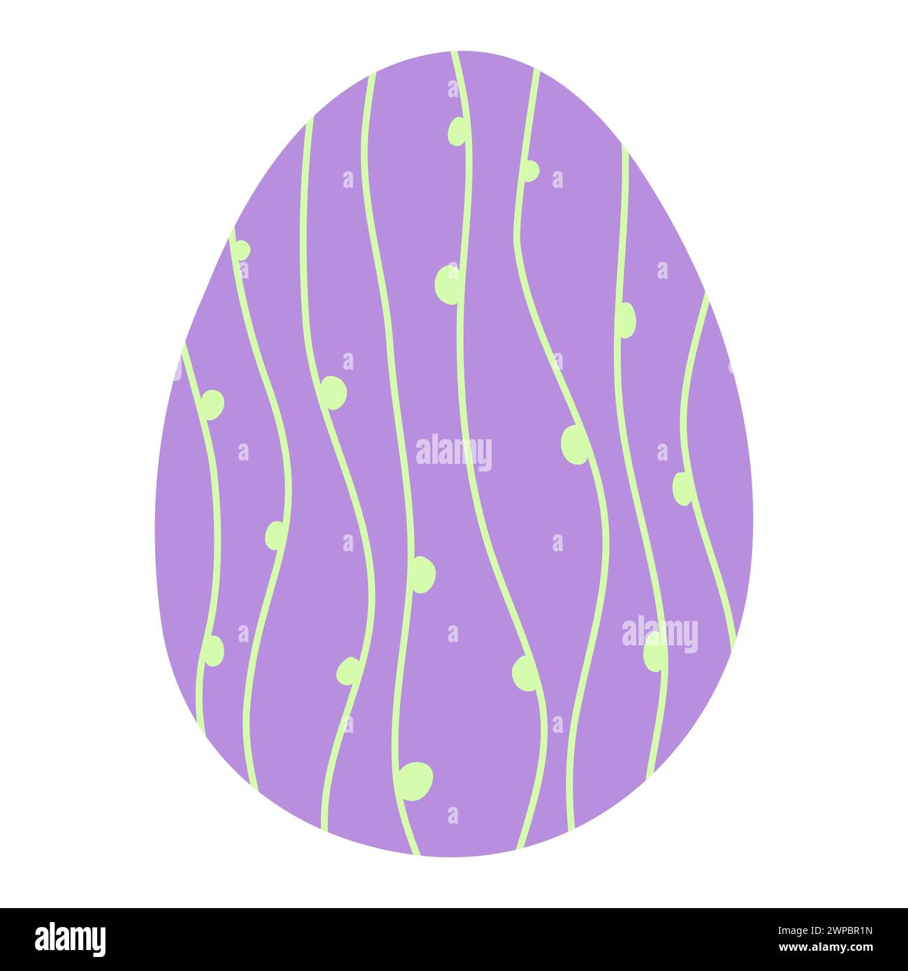 Egg with green sprouts or lines, Easter holiday design element, vector illustration Stock Vector