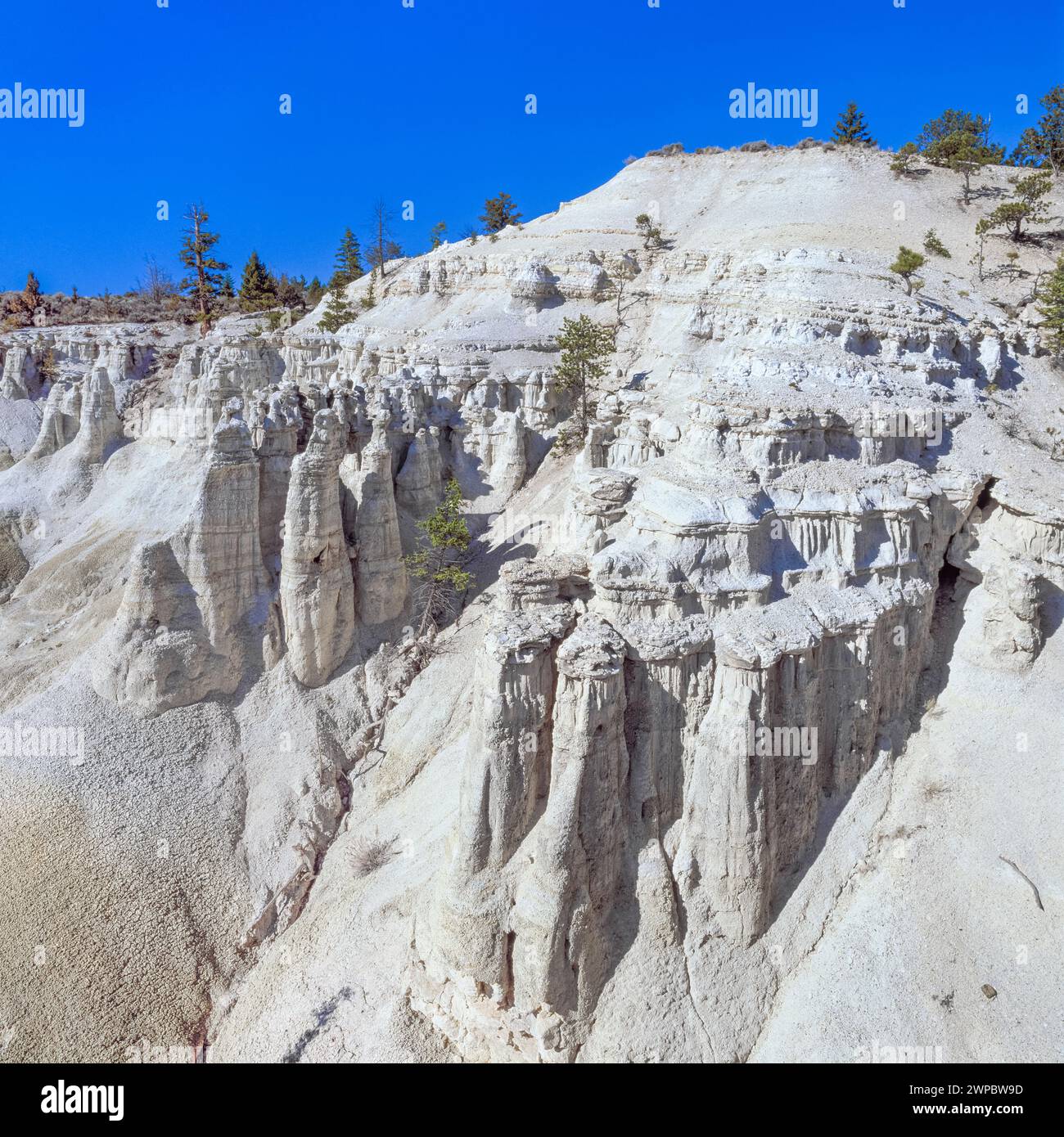 eroded cliffs in the white earth area along canyon ferry lake near winston, montana Stock Photo