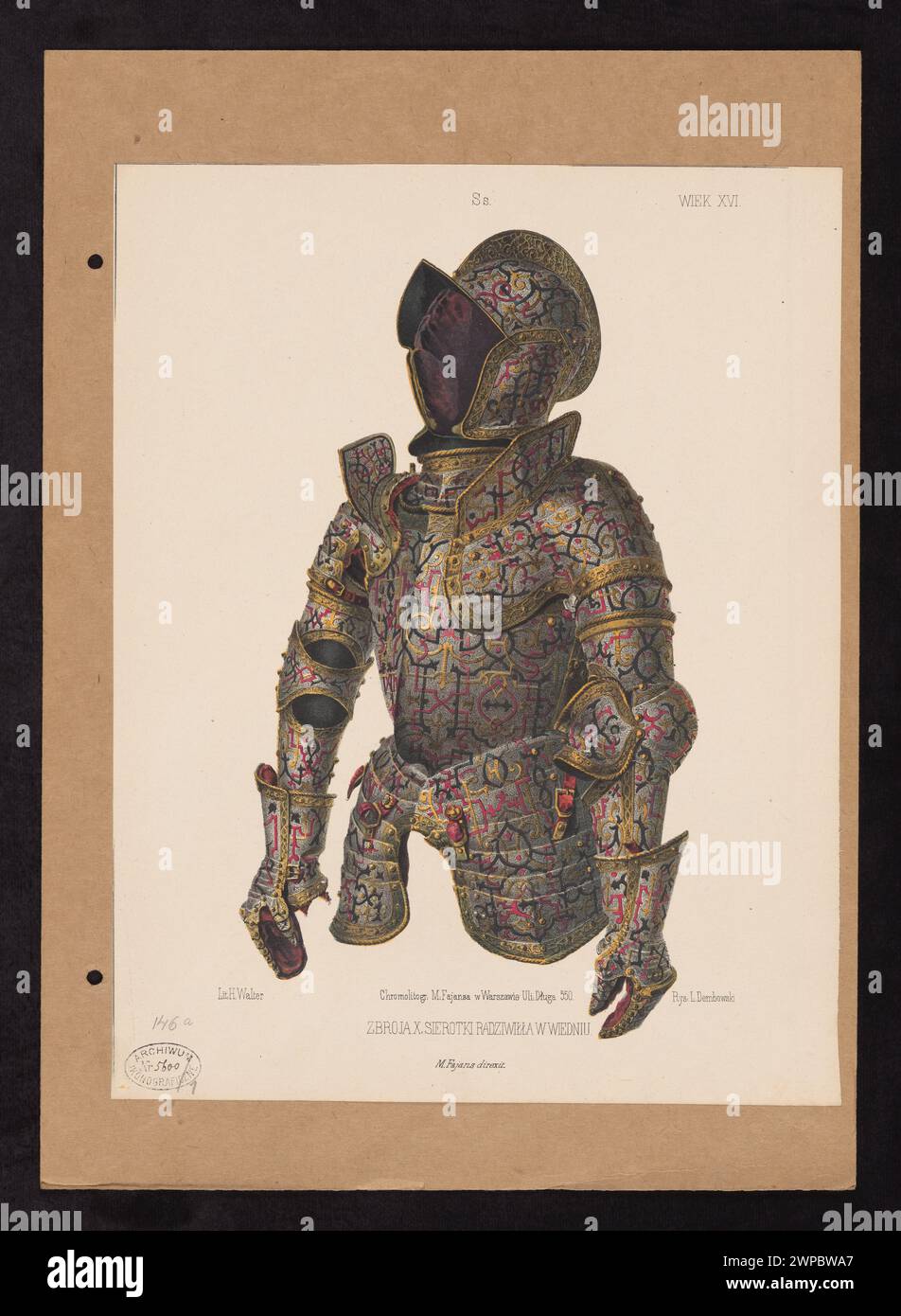 Armor of the 11th Radziwi (orphans) in Vienna, il. Z: Aleksander Przedziecki, Edward Rastawiecki, 'Patterns of the Medaline Art and from the Renaissance era after the end of the 17th century in former Poland' (Warsaw, 1855-1858), Series 2, tab. SS; Dembowski, Leon (1823-1904), Walter, H., Fajans, Maksymilian (Warsaw; lithographic and photographic inn; 1853-1892), Fajans, Maksymilian (1825-1890), Przedziecki, Aleksander (1814-1871), Rastawiecki, Edward (1804-1874), Unger, Józef (Warsaw; Drukarnia, Publisher, Ksi Garnia; 1841-Ca 1877); 1855-1858 (1855-00-00-1858-00-00); Stock Photo