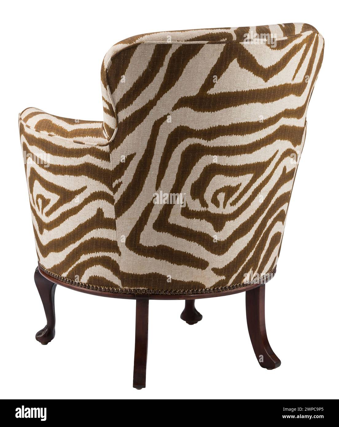 Chair Zebra pattern material  back view with clipping path. Stock Photo