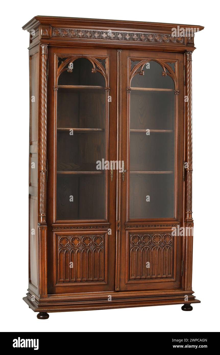 Cabinet with shelves decorative wood with clipping path. Stock Photo