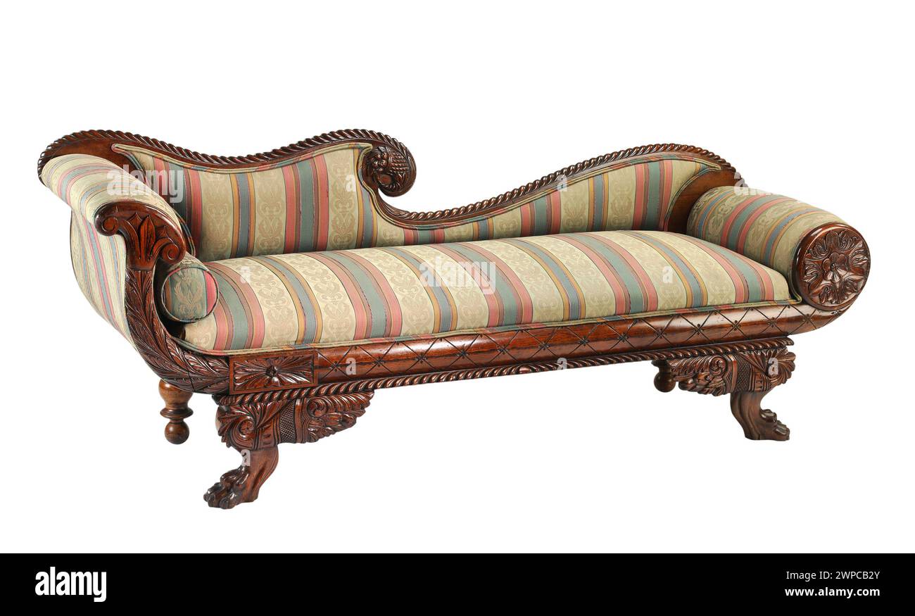 Chaise lounge stripe fabric with clipping path. Stock Photo