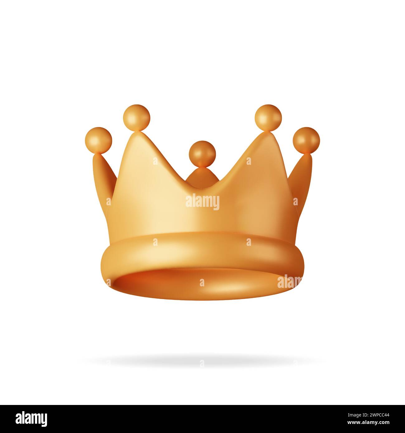 3D Gold Crown Icon Isolated on White. Render Golden Crown Emoji Symbol ...