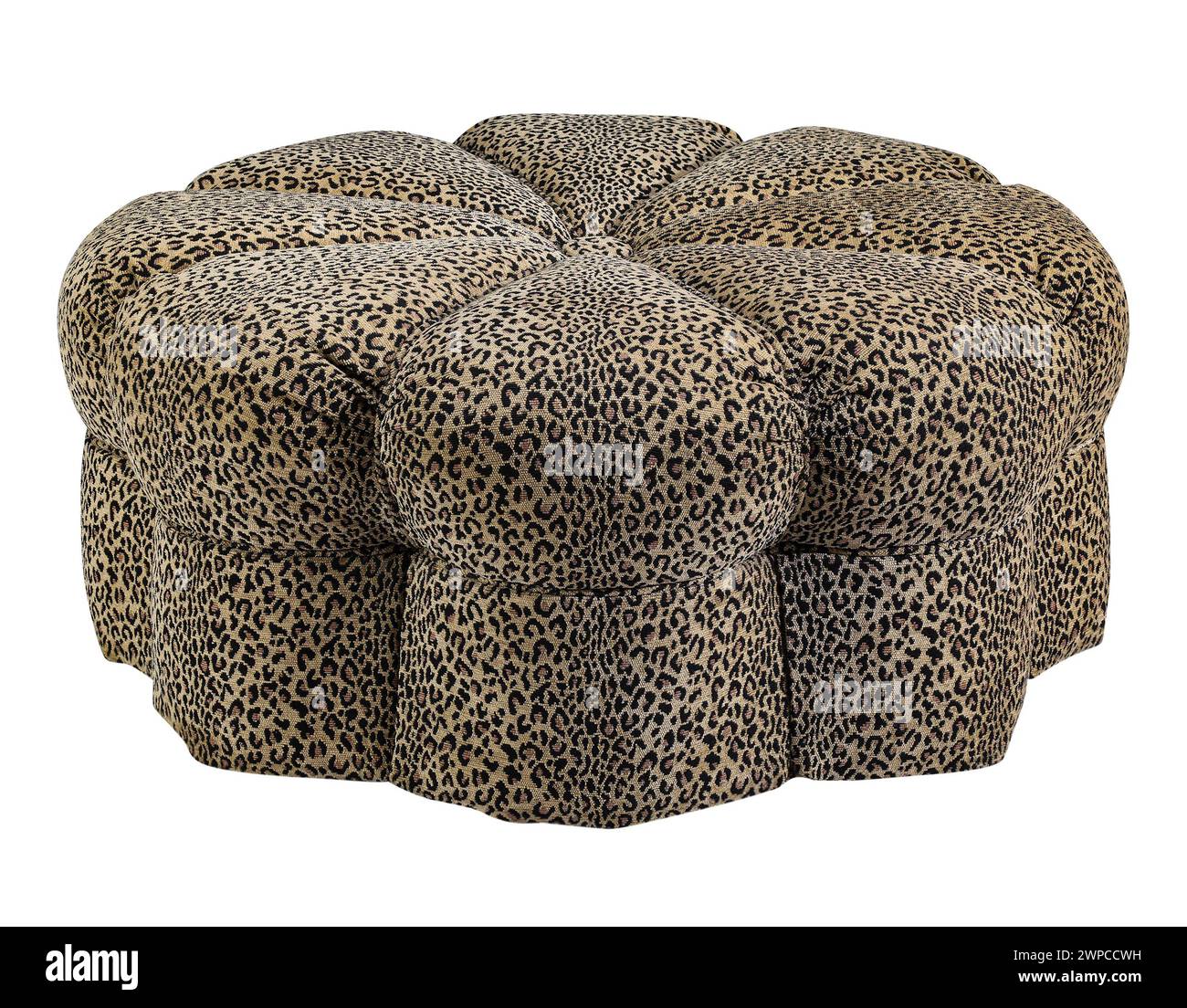 Ottoman leopard print fabric round shape with clipping path Stock Photo
