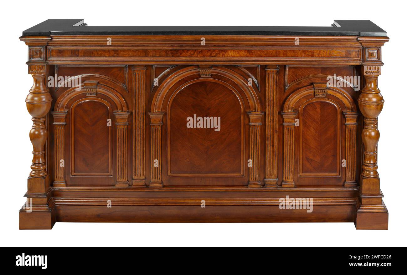 Minibar marble top bar wood design base with clipping path Stock Photo
