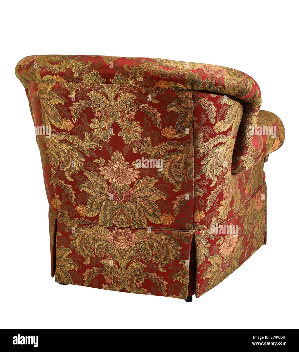 Upholstered arm chair back view with clipping path. Stock Photo