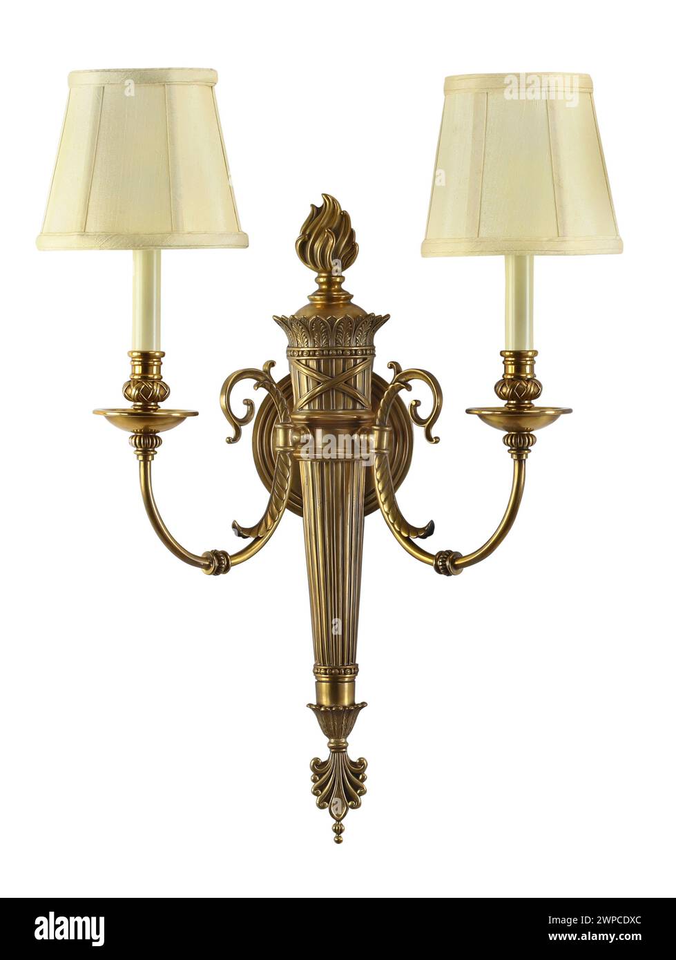 Wall sconce decorative two light fixture with clipping path. Stock Photo