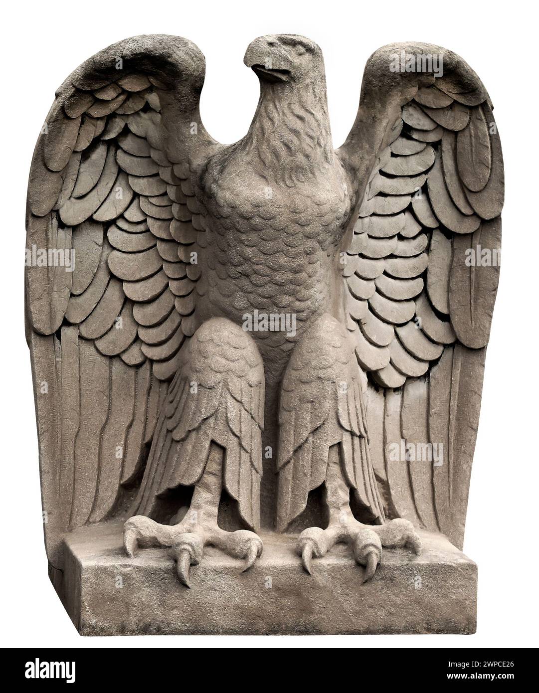 Stone carved very large bald eagle statue with clipping path Stock