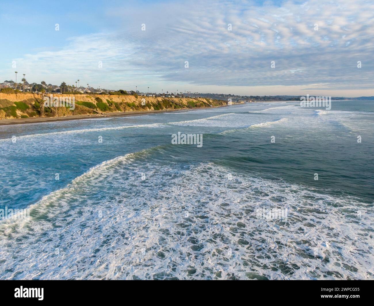 Sunset in Encinitas California by Drone Stock Photo