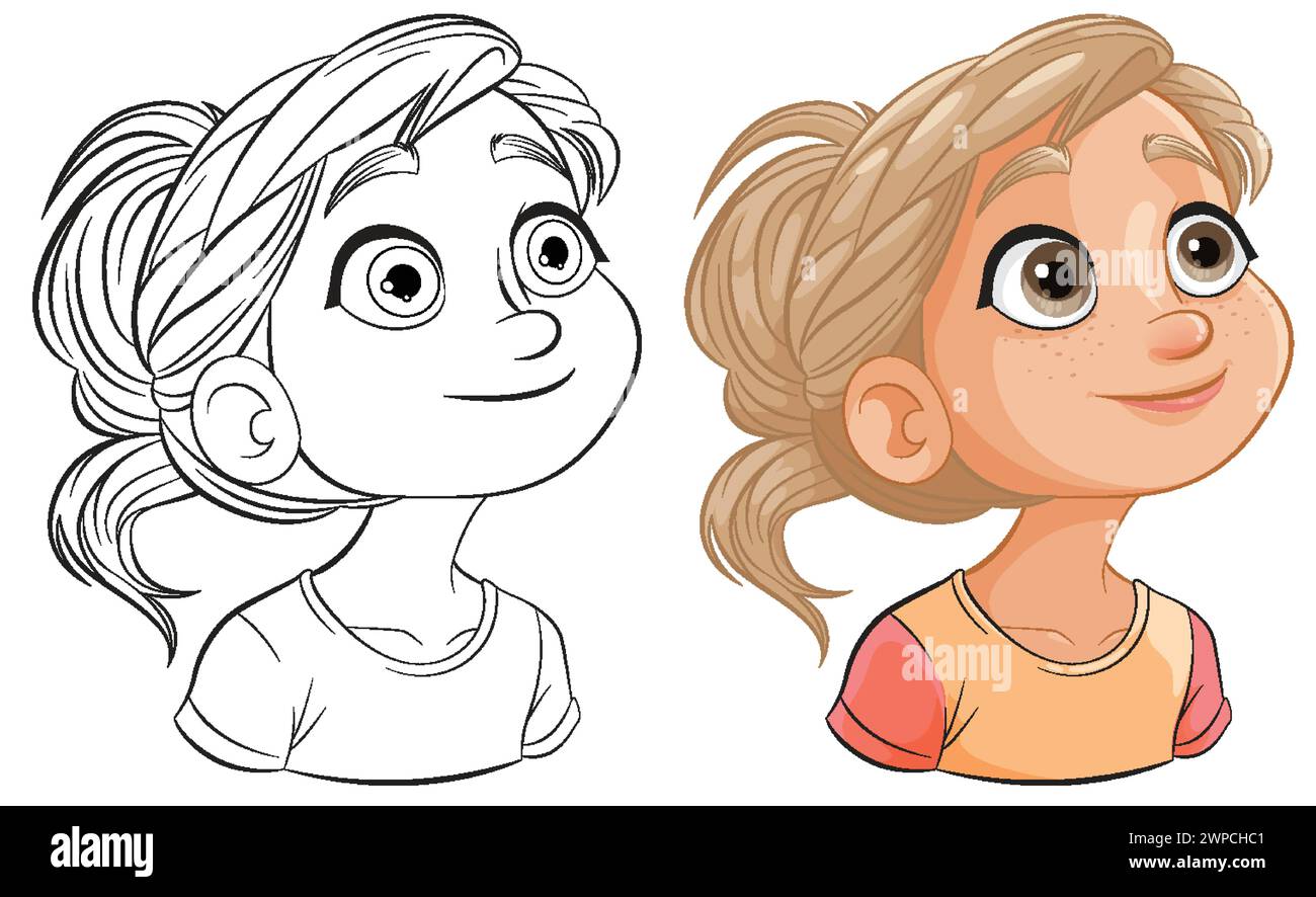Vector illustration of a happy young girl Stock Vector Image & Art - Alamy