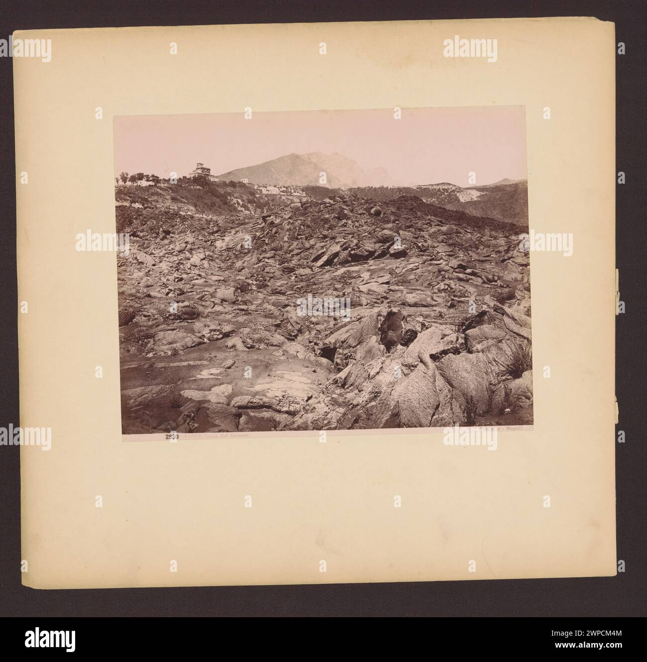 Napoli. Lava del Vesuvio [Vesuvius. Lava fields, in the distance Osservatorio Vesuviano]; Sommer, Giorgio (1834-1914); around 1884 (1884-00-00-1884-00-00); Stock Photo