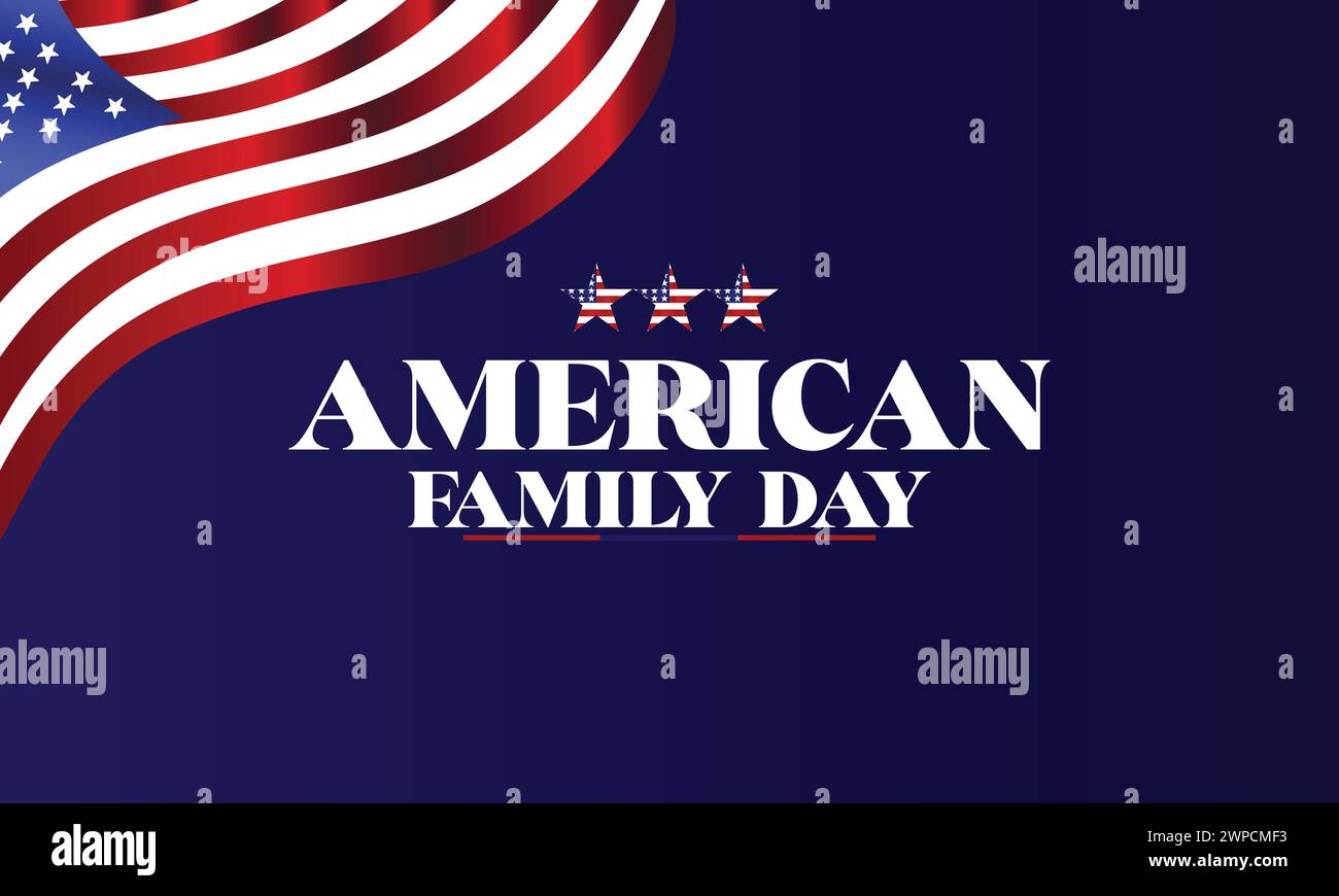 American Family Day Stylish Text With Usa Flag illustration design Stock Vector
