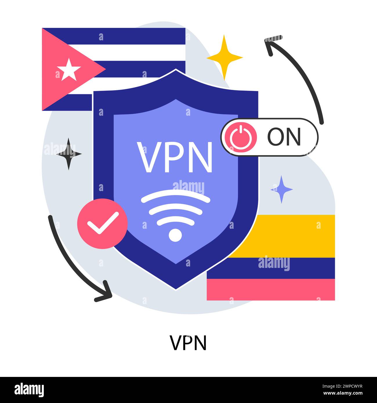 VPN service. Virtual pivate network access. Secure Internet connection ...