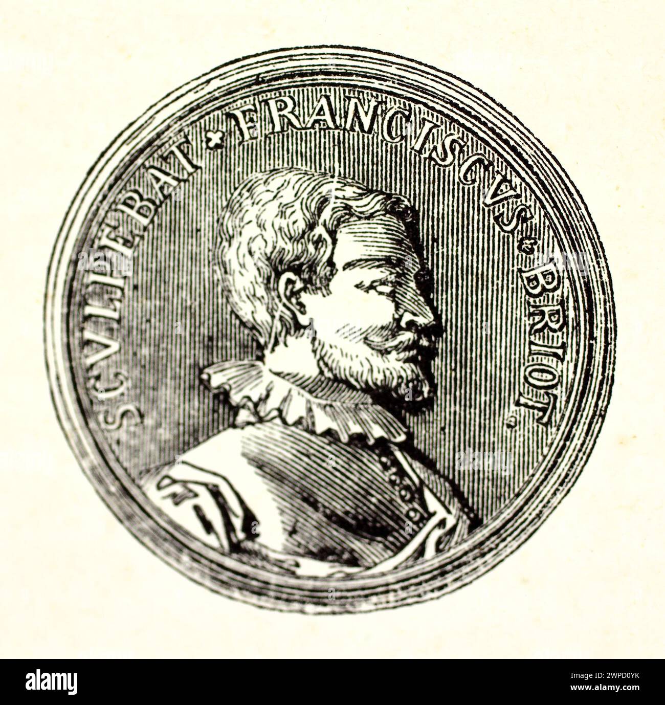 François Briot (1550 – 1616) French medalist. Published on Magasin Pittoresque, Paris, 1852 Stock Photo