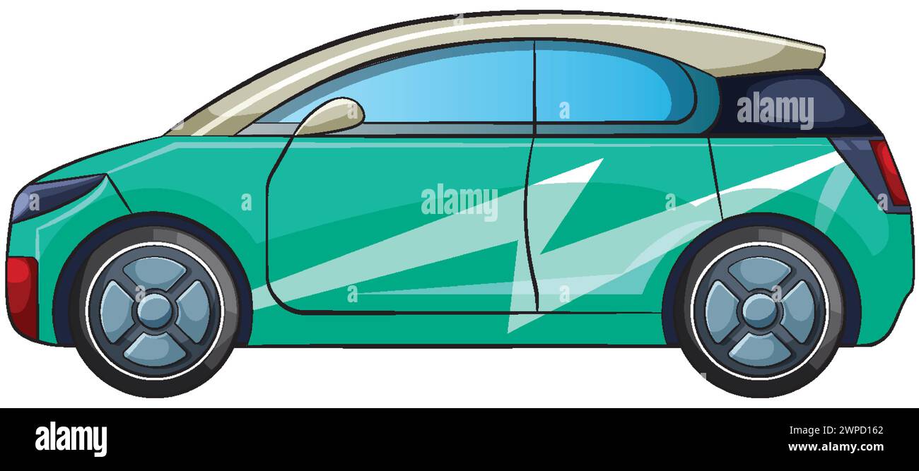 Colorful vector graphic of a contemporary electric vehicle Stock Vector
