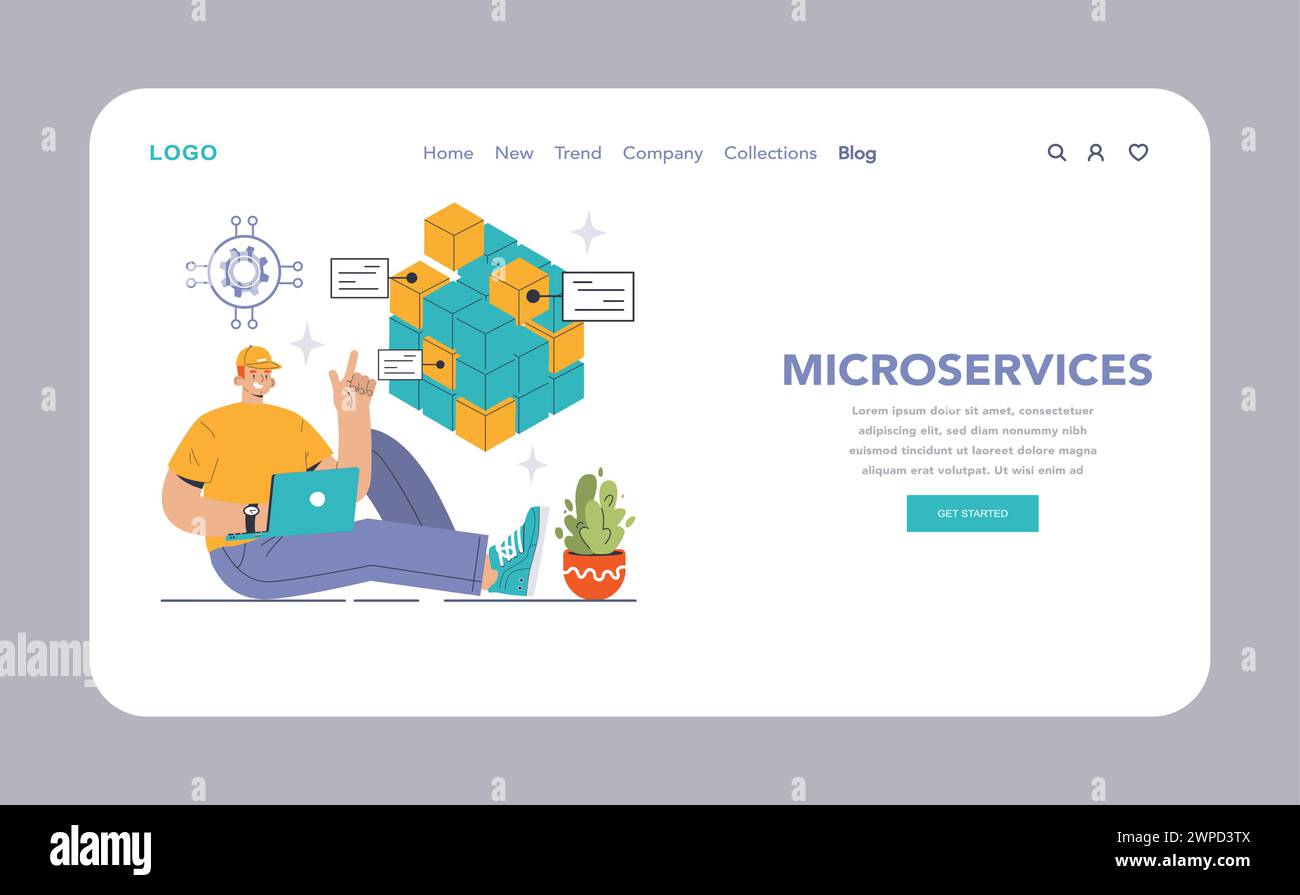 DevOps web banner or landing page. Software development methodology. Software development and it operations life cycle, IT service integration and automation. Flat vector illustration Stock Vector