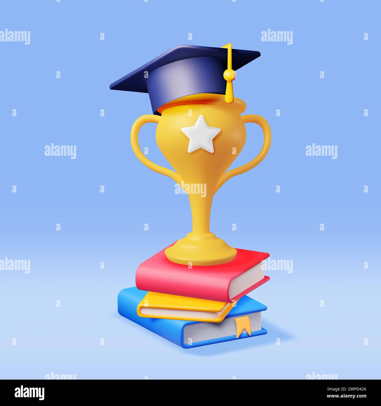 3d render graduation cap books hi-res stock photography and images - Alamy