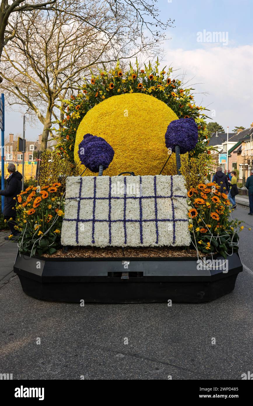 Noordwijkerhout, Netherlands April 21, 2023 Flowers floats prepared