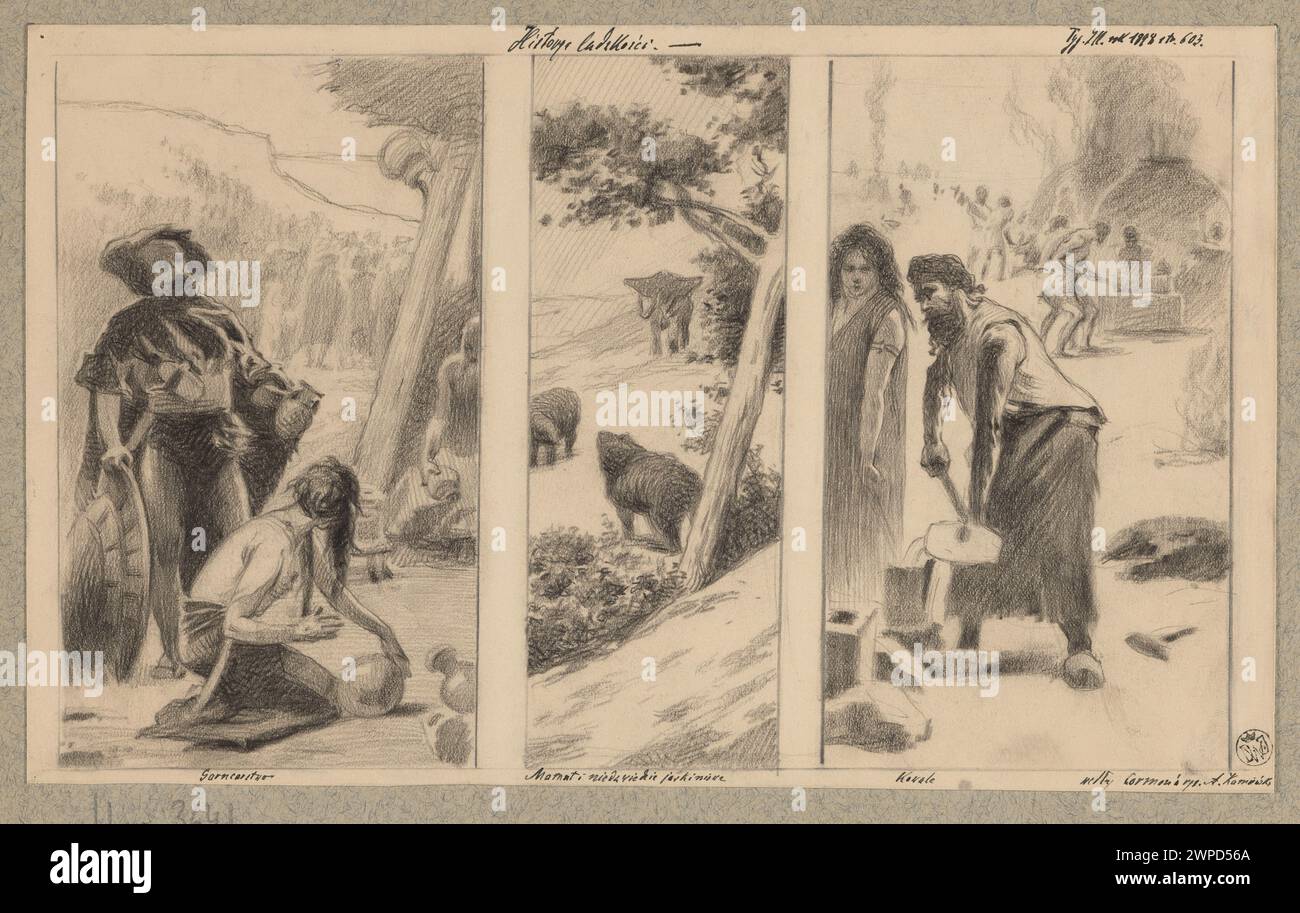 Pictures of Fernand Cormon from the series 'History of humanity'. A project of illustrations for the article of Antoni Kamieński entitled 'From the Paris salons' in 'Tygodnik Ilustrowany', 1898, No. 31; Kamieński, Antoni (1860-1933); 1898 (1920-00-00-1939-00-00); Stock Photo