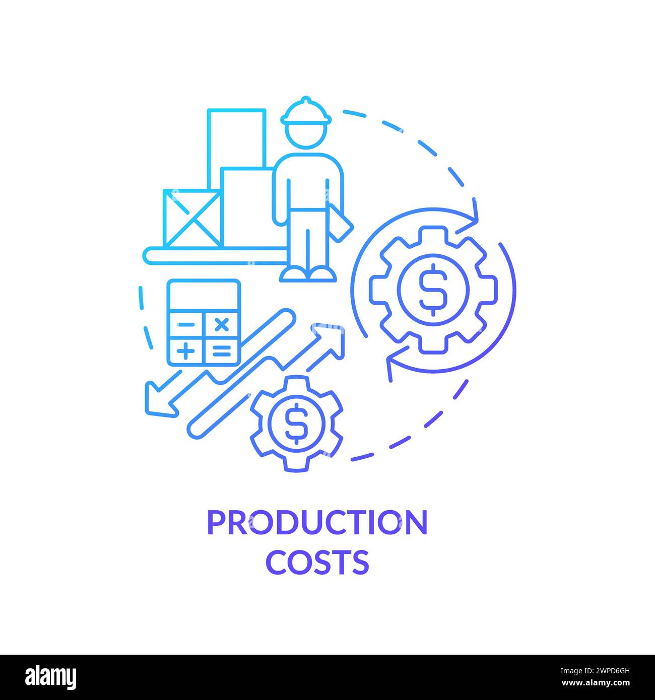 Production costs blue gradient concept icon Stock Vector