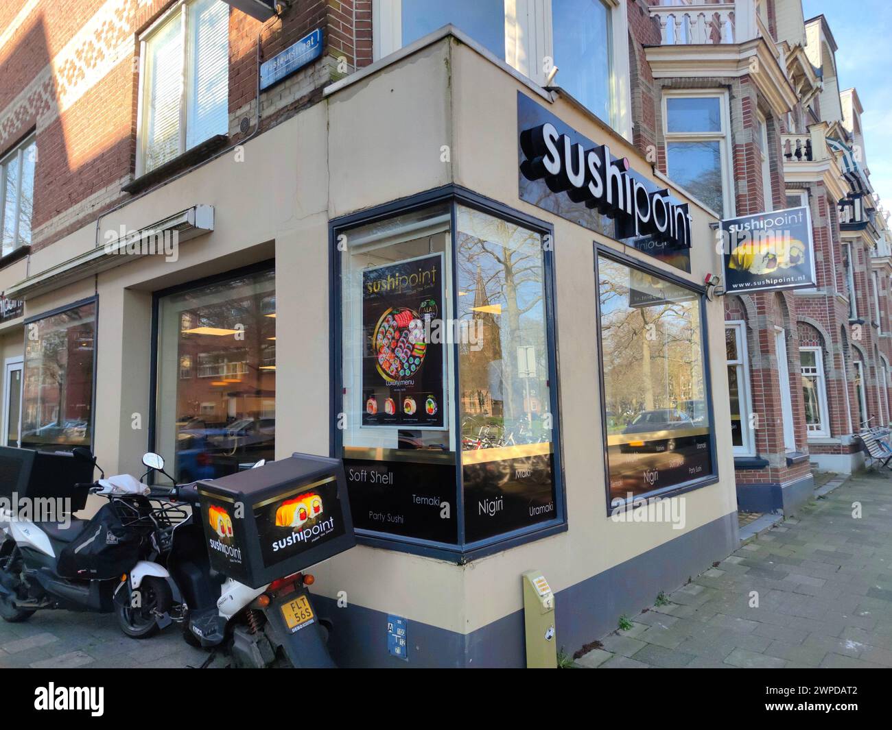 Sushi shop in the city of Utrecht, The Netherlands Stock Photo