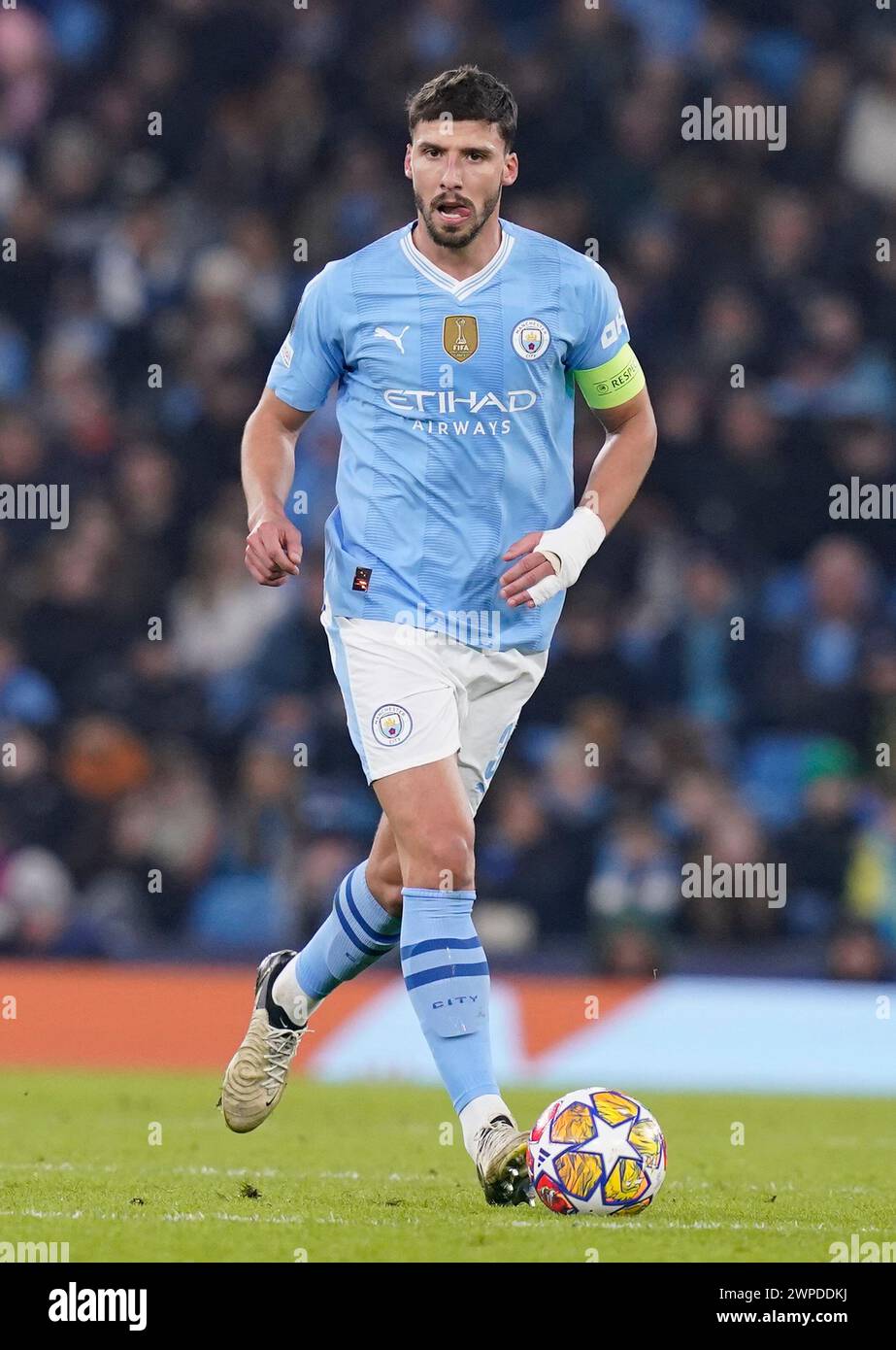 MANCHESTER, UK. 6th Mar, 2024. Ruben Dias of Manchester City during the UEFA Champions League match at the Etihad Stadium, MANCHESTER. Picture credit should read: Andrew Yates/Sportimage Credit: Sportimage Ltd/Alamy Live News Stock Photo