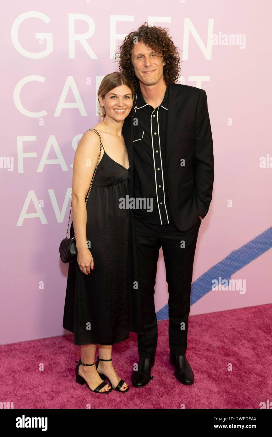Los Angeles, USA. 06th Mar, 2024. Emily Morgan and Andrew Morgan attend the arrivals of the 2024 Green Carpet Fashion Awards at 1 Hotel West Hollywood in Los Angeles, CA on March 6, 2024. (Photo by Corine Solberg/SipaUSA) Credit: Sipa USA/Alamy Live News Stock Photo