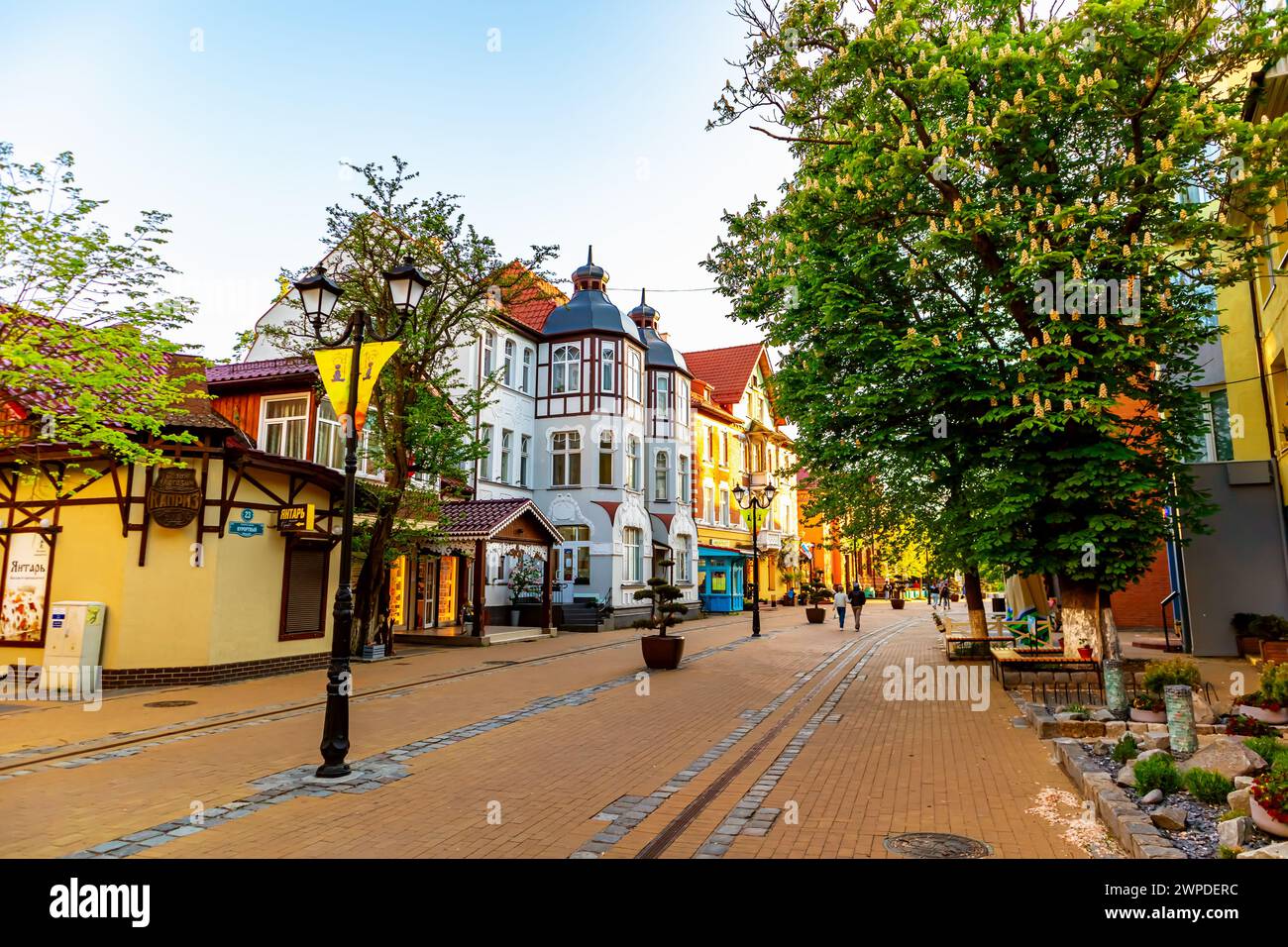 Zelenogradsk, the former German resort town of Kranz. A cozy town on the shores of the Baltic Sea. Kaliningrad region, Zelenogradsk, Russia - May 26, Stock Photo