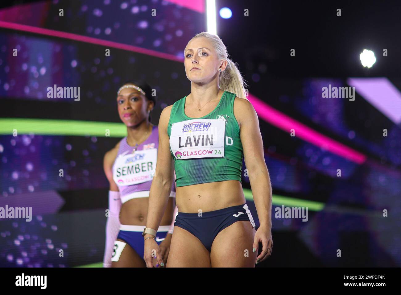 Sarah Lavin (IRL, 60 Metres Hurdles) during the 2024 World Athletics Championships at the Emirates Arena, Glasgow (Photo: Pat Isaacs | MI News) Stock Photo