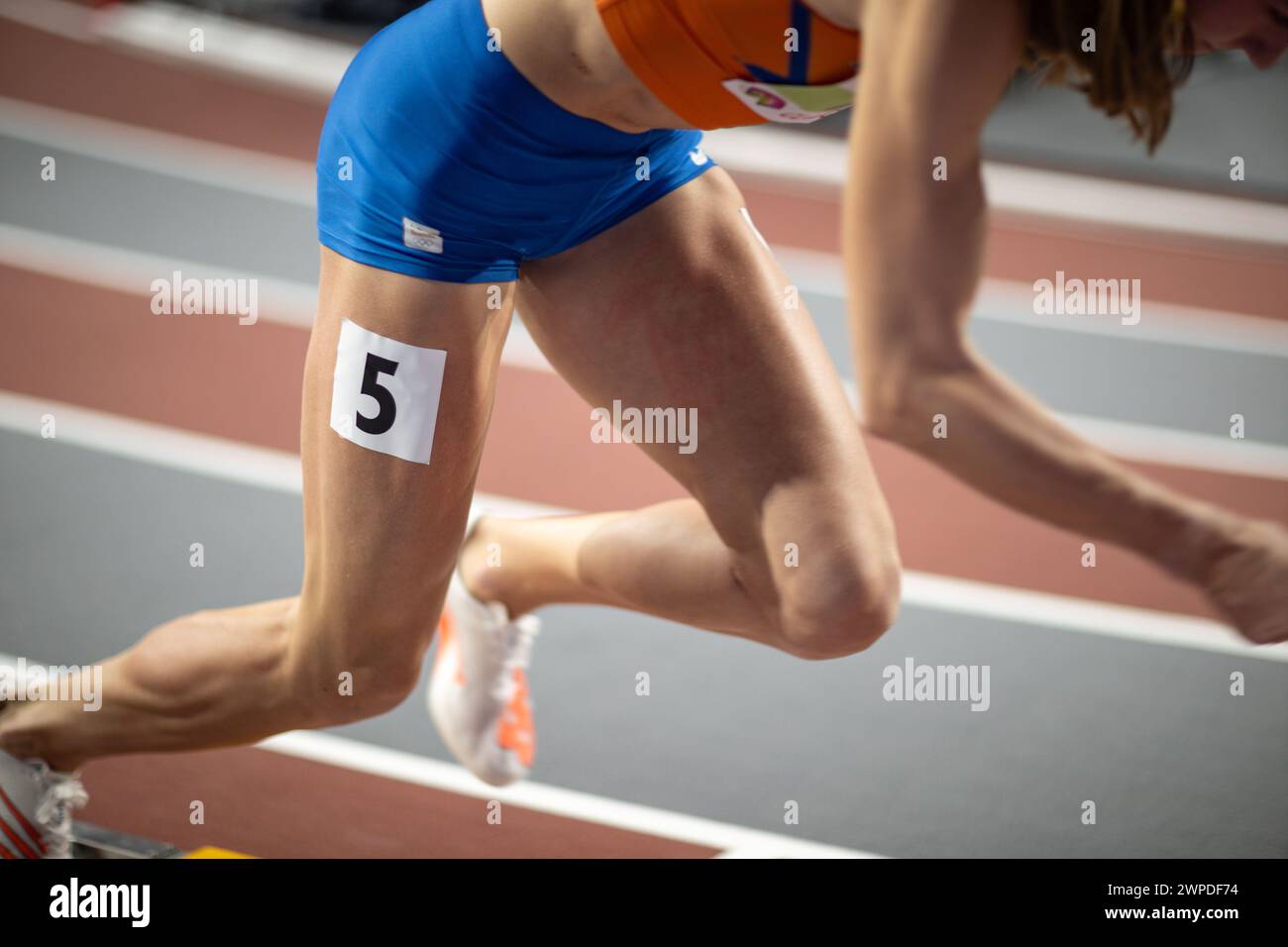 Femke Bol (NED, 4x400 Metres Relay, 400 Metres) with her number 5 lane