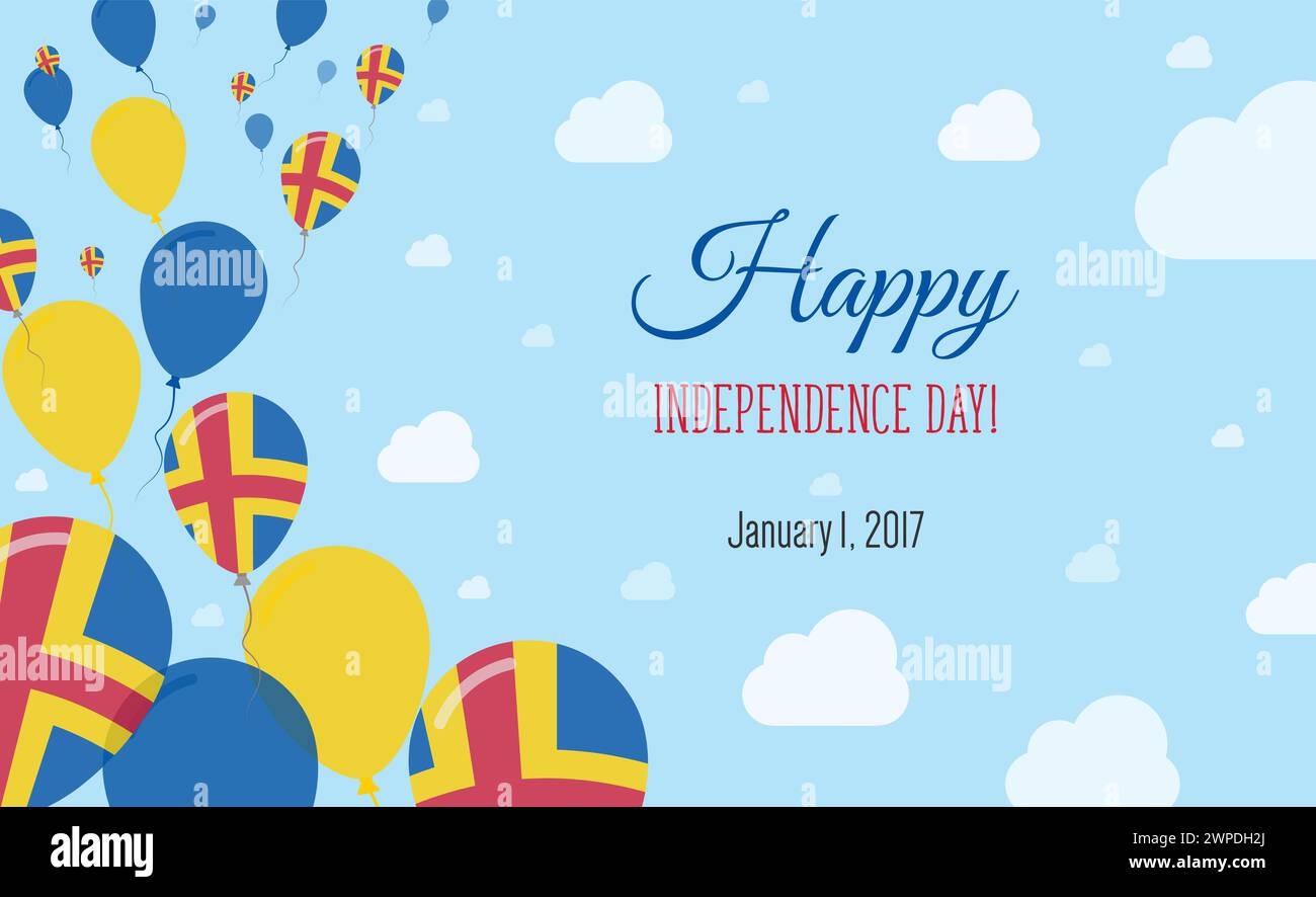 Aland Islands Independence Day Sparkling Patriotic Poster. Row of ...