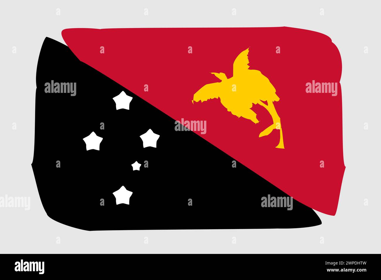 Papua New Guinea flag - painted design vector illustration. Vector brush style Stock Vector ...