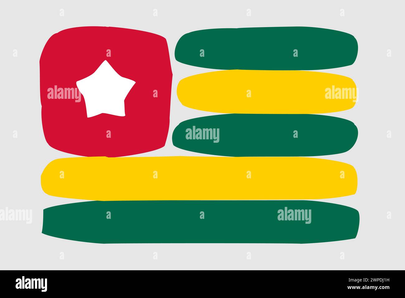 Togo flag - painted design vector illustration. Vector brush style Stock Vector