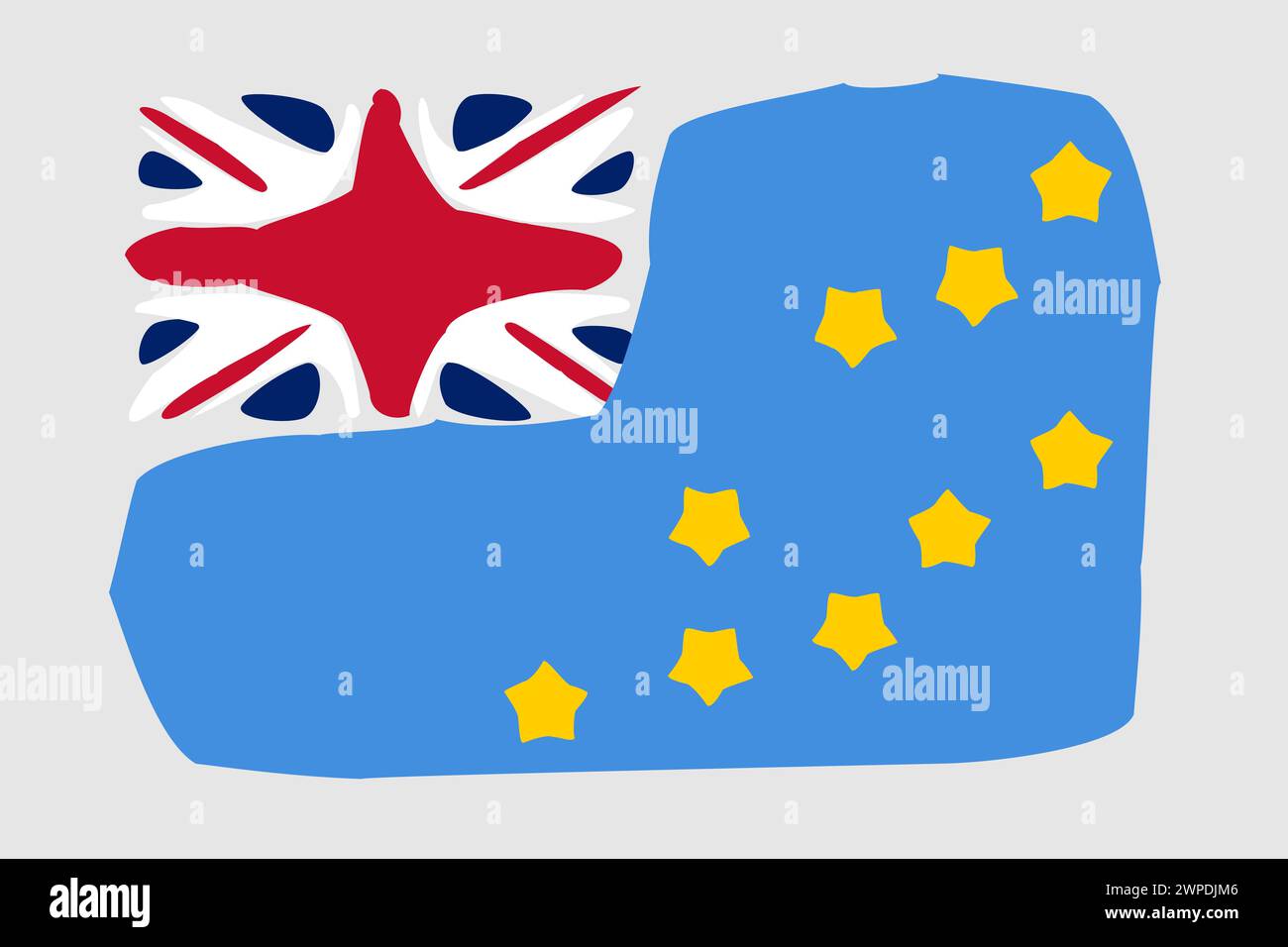 Tuvalu flag - painted design vector illustration. Vector brush style Stock Vector