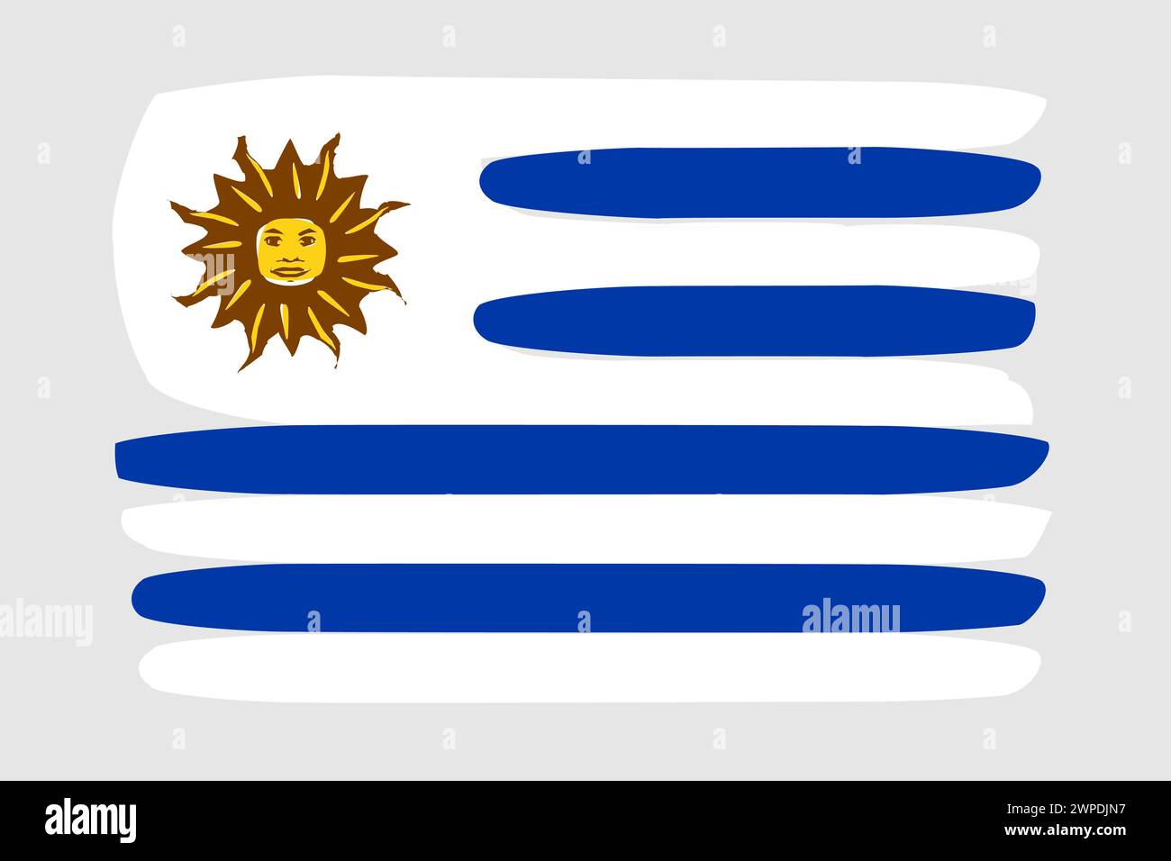 Uruguay flag - painted design vector illustration. Vector brush style Stock Vector