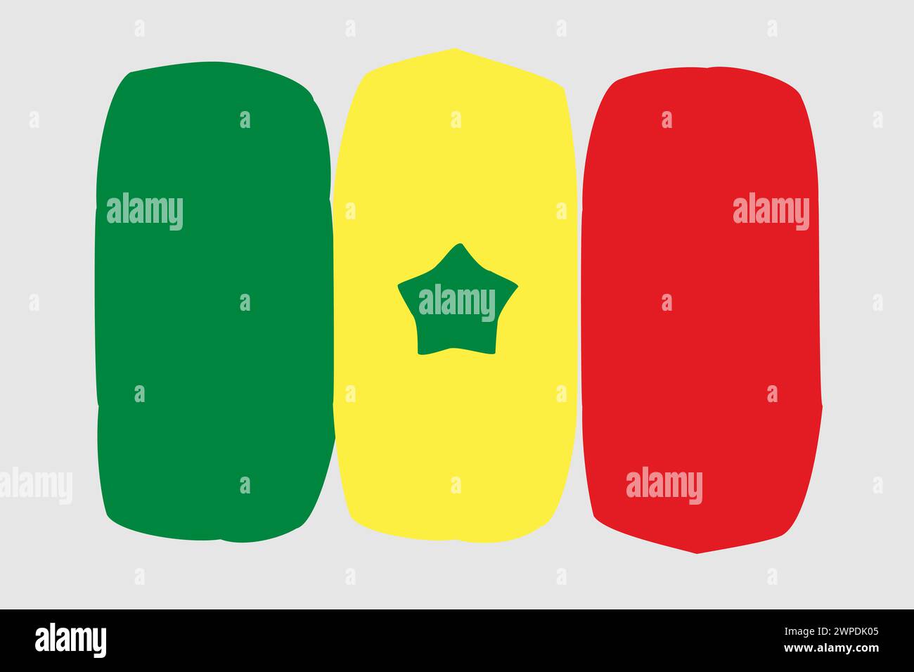 Senegal flag - painted design vector illustration. Vector brush style Stock Vector