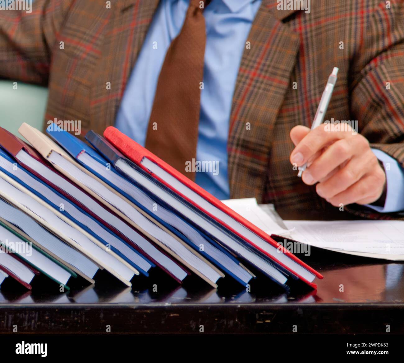 Detail of a university professor during a graduation session. Stock Photo