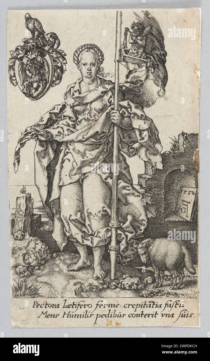 Engraving 'Modestly' from Heinrich Aldegrever's 1552 cycle 'Virtues and ...