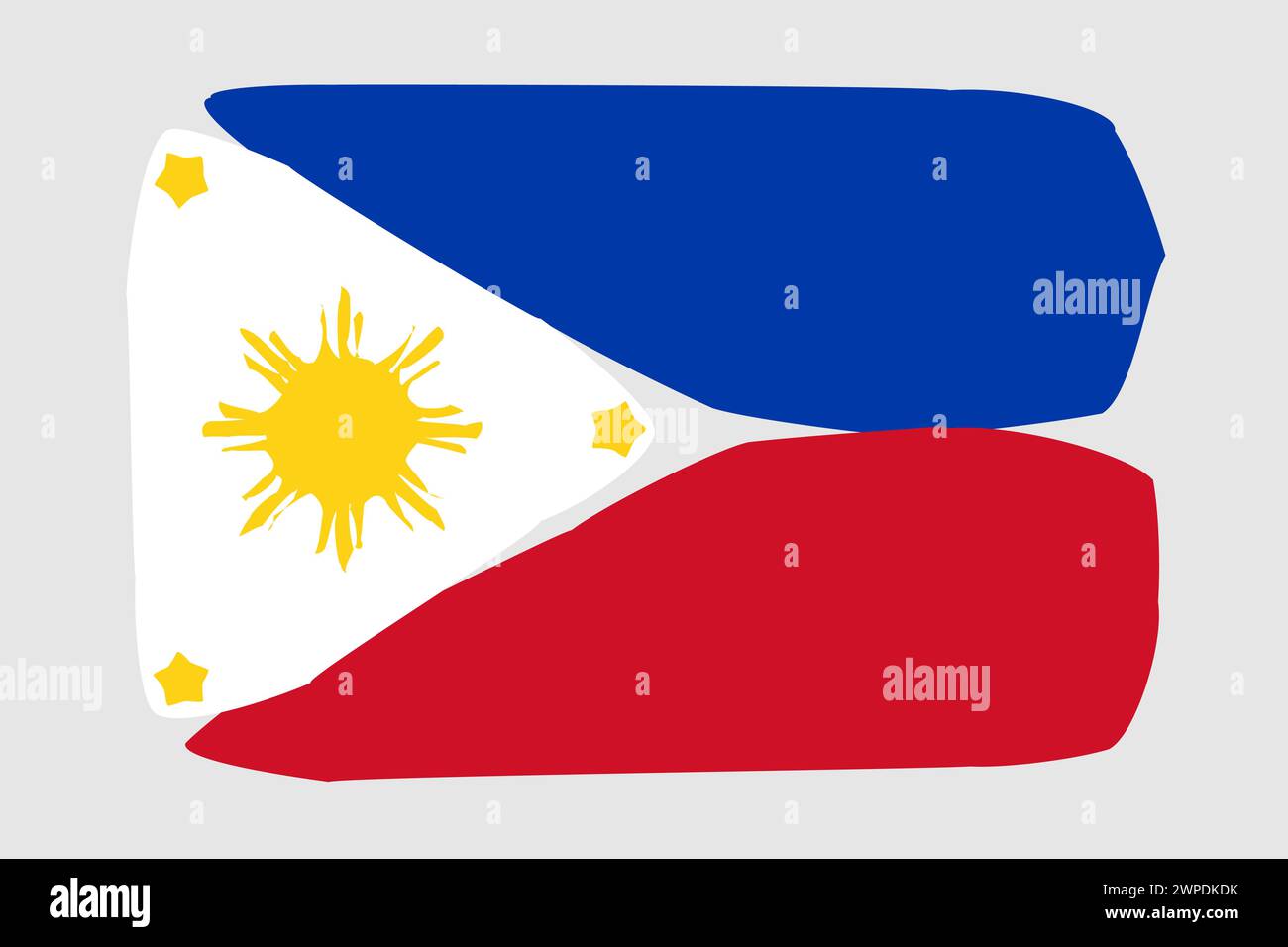 Philippines flag - painted design vector illustration. Vector brush style Stock Vector