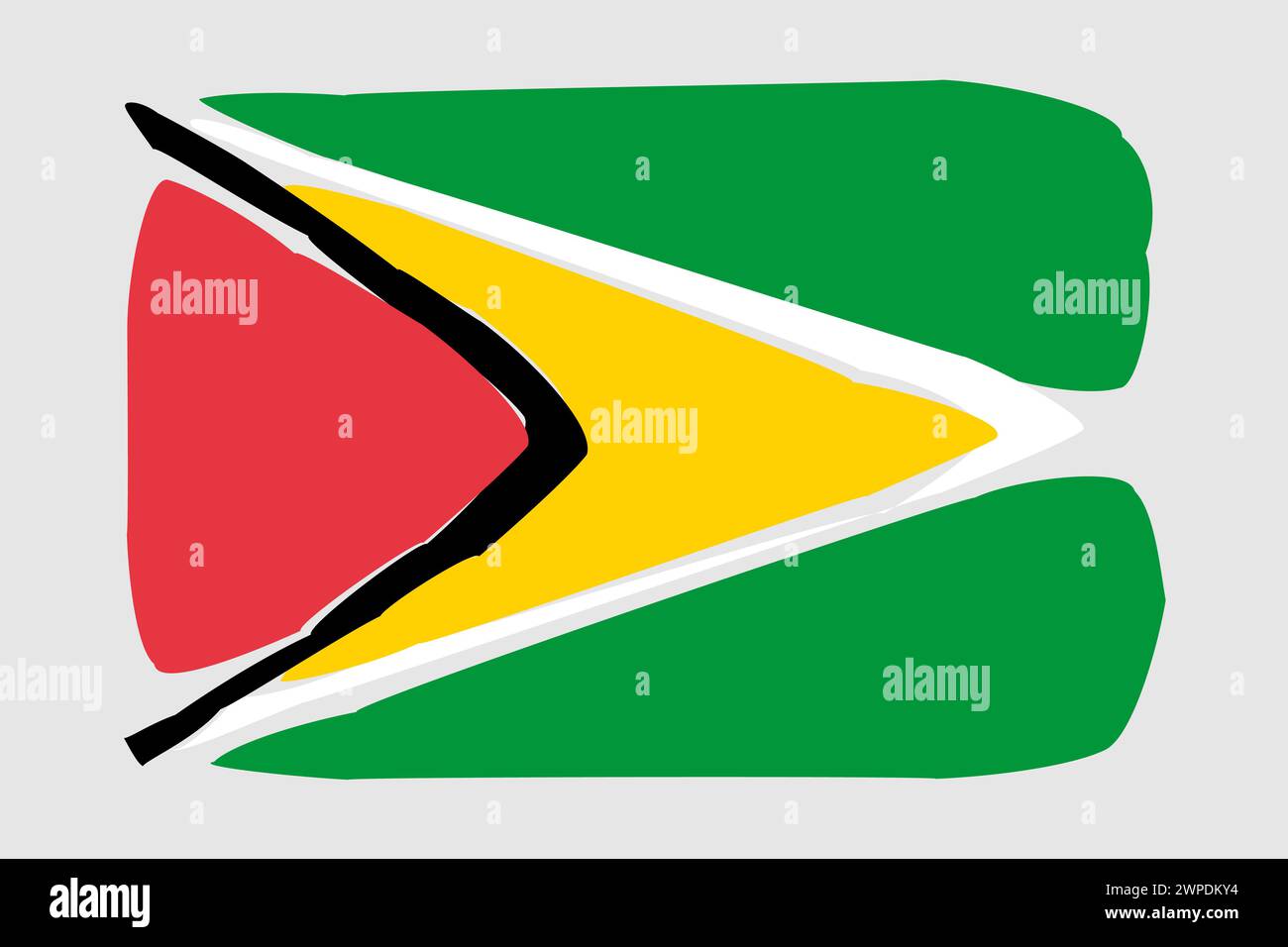 Guyana flag - painted design vector illustration. Vector brush style Stock Vector