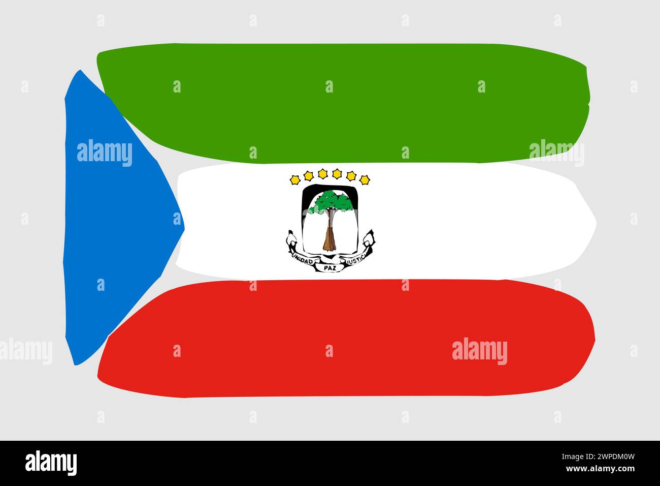 Equatorial Guinea flag - painted design vector illustration. Vector brush style Stock Vector