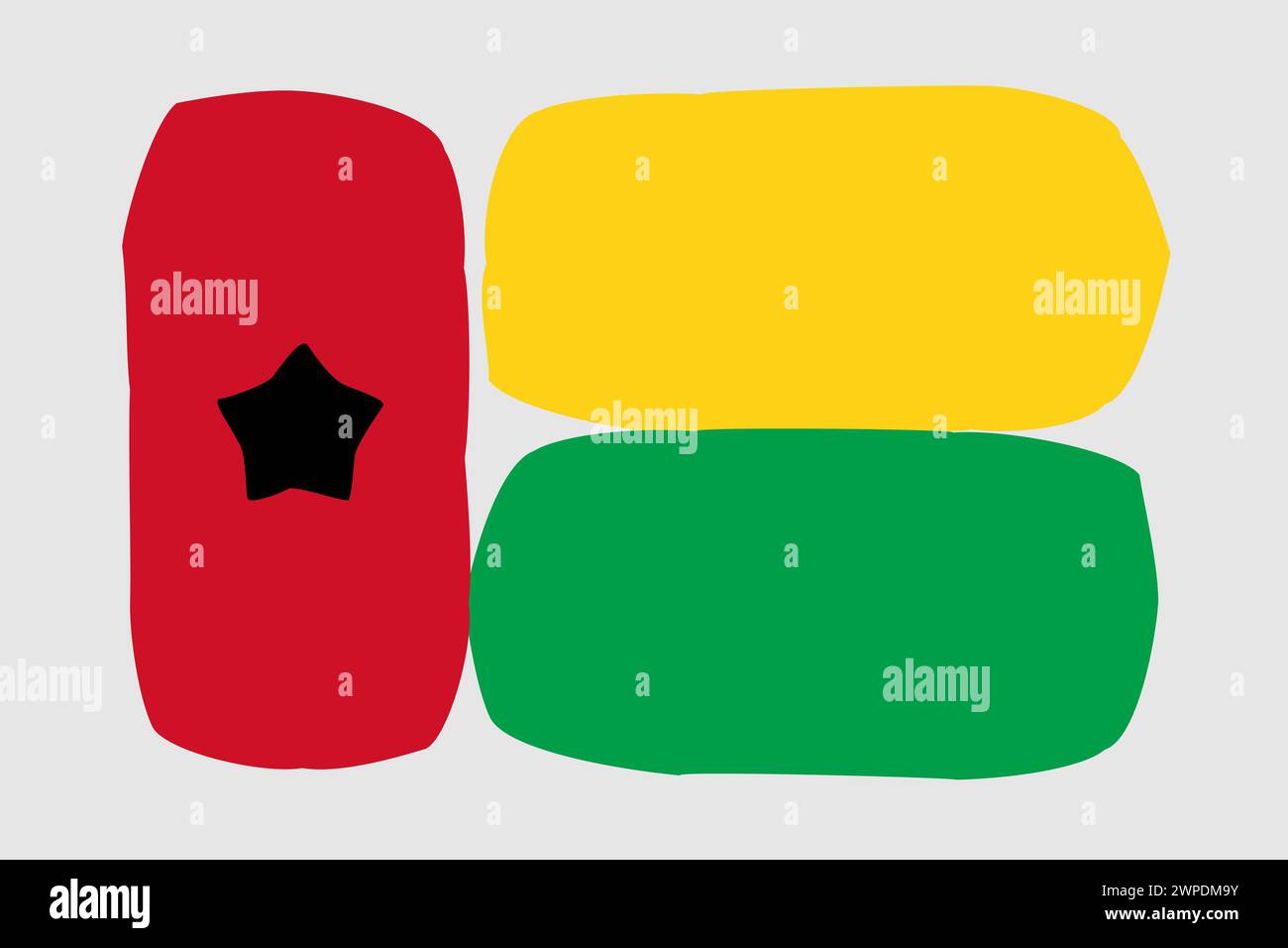 Guinea-Bissau flag - painted design vector illustration. Vector brush style Stock Vector