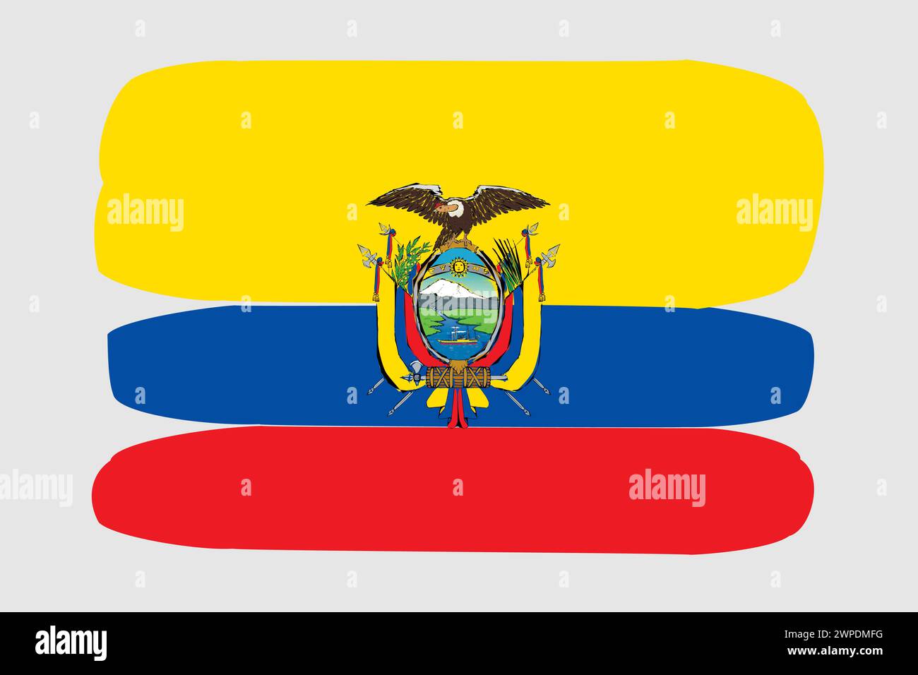 Ecuador Flag Painted Design Vector Illustration Vector Brush Style ecuador-flag-painted-design-vector-illustration-vector-brush-style