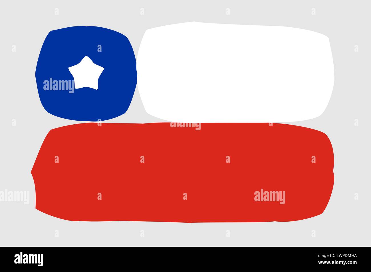 Chile flag - painted design vector illustration. Vector brush style Stock Vector