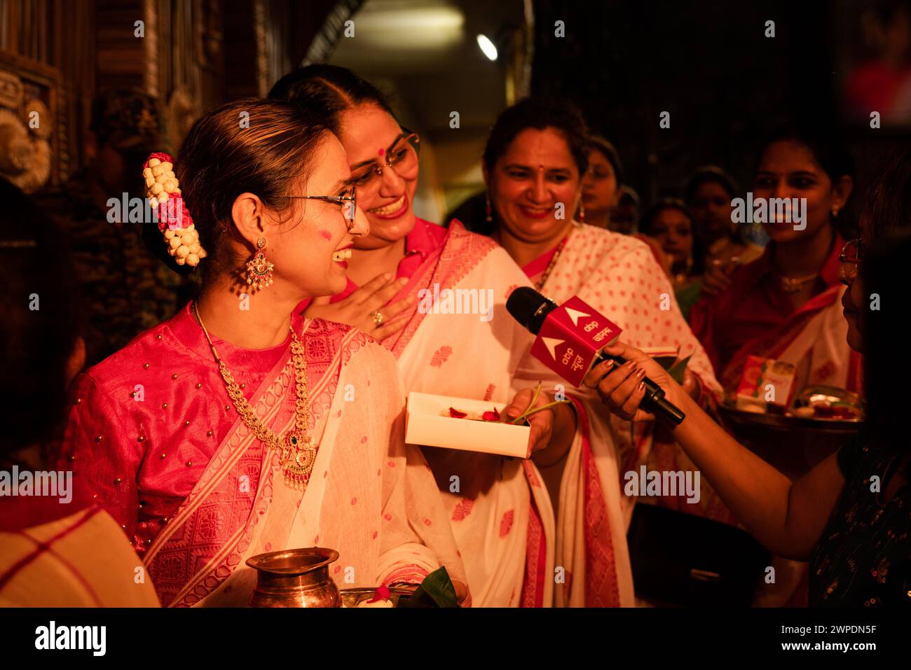 "Sindur Khela" is a cherished tradition among Bengali married women, celebrated on the final day of Durga Puja, known as Bijoya Dashami. Stock Photo