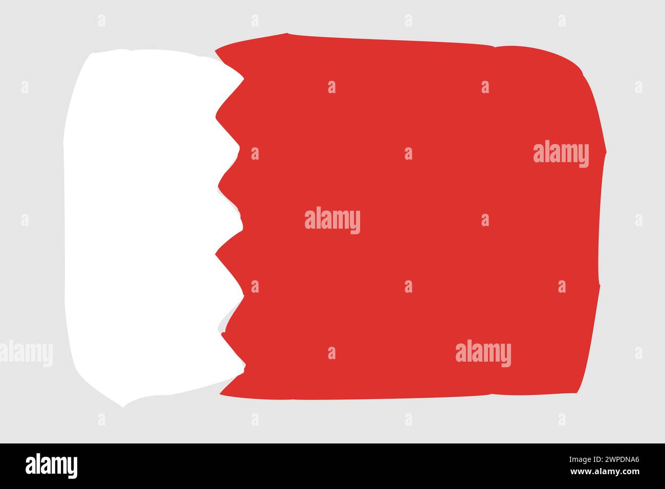 Bahrain flag - painted design vector illustration. Vector brush style Stock Vector